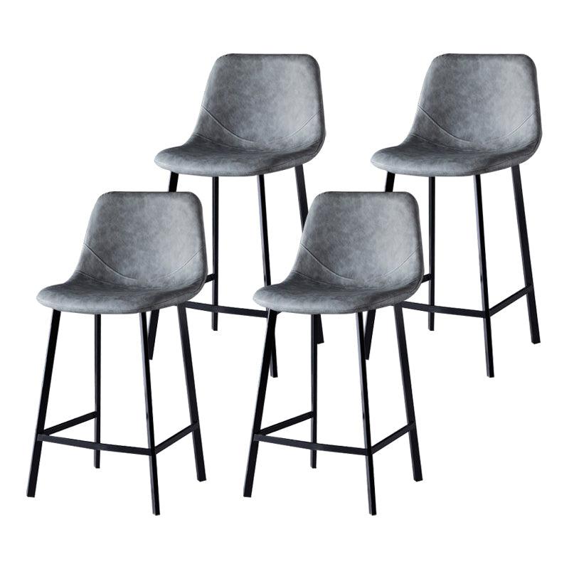 Scandinavian Bristol Low Back Stool Matte Finish Leather Barstool Grey 4 Piece Set Counter Stool(26"H) Clearhalo 'Bar Furniture' 'Bar Stools' 'bar_stools' 'furn' 'furn_bar_stools' 'Furniture' 'furniture_bar_stools' 'Kitchen & Dining Furniture' 4862087