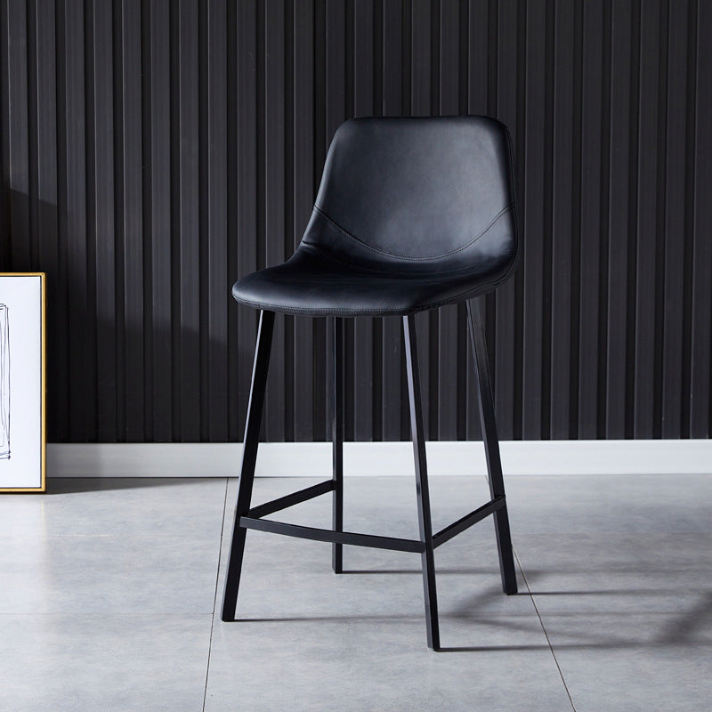 Scandinavian Bristol Low Back Stool Matte Finish Leather Barstool Black 1 Piece Counter Stool(26"H) Clearhalo 'Bar Furniture' 'Bar Stools' 'bar_stools' 'furn' 'furn_bar_stools' 'Furniture' 'furniture_bar_stools' 'Kitchen & Dining Furniture' 4862088