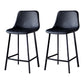 Scandinavian Bristol Low Back Stool Matte Finish Leather Barstool Black 2 Piece Set Counter Stool(26"H) Clearhalo 'Bar Furniture' 'Bar Stools' 'bar_stools' 'furn' 'furn_bar_stools' 'Furniture' 'furniture_bar_stools' 'Kitchen & Dining Furniture' 4862089
