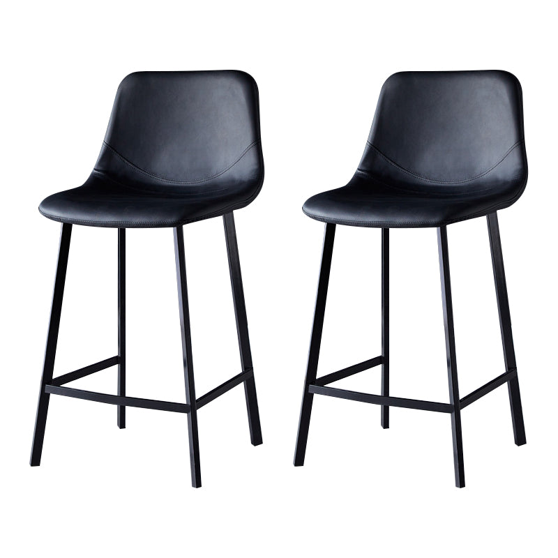 Scandinavian Bristol Low Back Stool Matte Finish Leather Barstool Black 2 Piece Set Counter Stool(26"H) Clearhalo 'Bar Furniture' 'Bar Stools' 'bar_stools' 'furn' 'furn_bar_stools' 'Furniture' 'furniture_bar_stools' 'Kitchen & Dining Furniture' 4862089