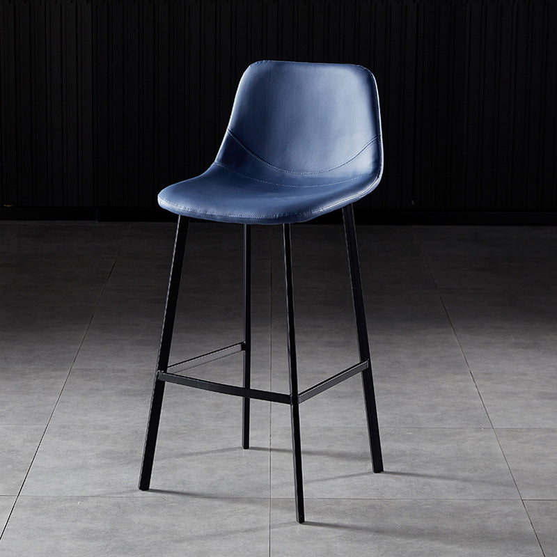 Scandinavian Bristol Low Back Stool Matte Finish Leather Barstool Royal Blue 1 Piece Bar Stool(30"H) Clearhalo 'Bar Furniture' 'Bar Stools' 'bar_stools' 'furn' 'furn_bar_stools' 'Furniture' 'furniture_bar_stools' 'Kitchen & Dining Furniture' 4862091