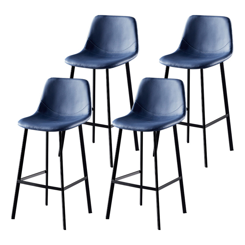 Scandinavian Bristol Low Back Stool Matte Finish Leather Barstool Royal Blue 4 Piece Set Bar Stool(30"H) Clearhalo 'Bar Furniture' 'Bar Stools' 'bar_stools' 'furn' 'furn_bar_stools' 'Furniture' 'furniture_bar_stools' 'Kitchen & Dining Furniture' 4862093