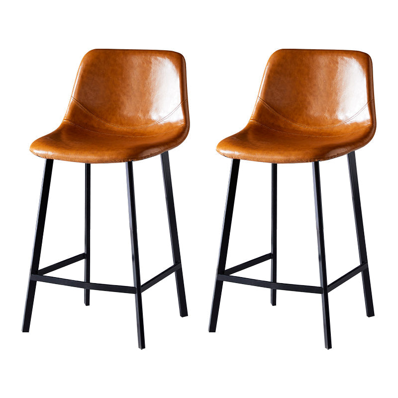 Scandinavian Bristol Low Back Stool Matte Finish Leather Barstool Light Brown 2 Piece Set Counter Stool(26"H) Clearhalo 'Bar Furniture' 'Bar Stools' 'bar_stools' 'furn' 'furn_bar_stools' 'Furniture' 'furniture_bar_stools' 'Kitchen & Dining Furniture' 4862095
