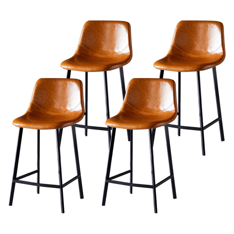 Scandinavian Bristol Low Back Stool Matte Finish Leather Barstool Light Brown 4 Piece Set Counter Stool(26"H) Clearhalo 'Bar Furniture' 'Bar Stools' 'bar_stools' 'furn' 'furn_bar_stools' 'Furniture' 'furniture_bar_stools' 'Kitchen & Dining Furniture' 4862096