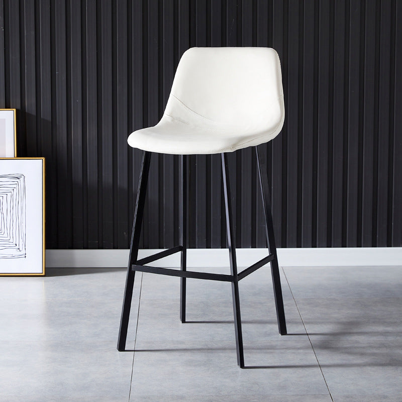 Scandinavian Bristol Low Back Stool Matte Finish Leather Barstool White 1 Piece Bar Stool(30"H) Clearhalo 'Bar Furniture' 'Bar Stools' 'bar_stools' 'furn' 'furn_bar_stools' 'Furniture' 'furniture_bar_stools' 'Kitchen & Dining Furniture' 4862100