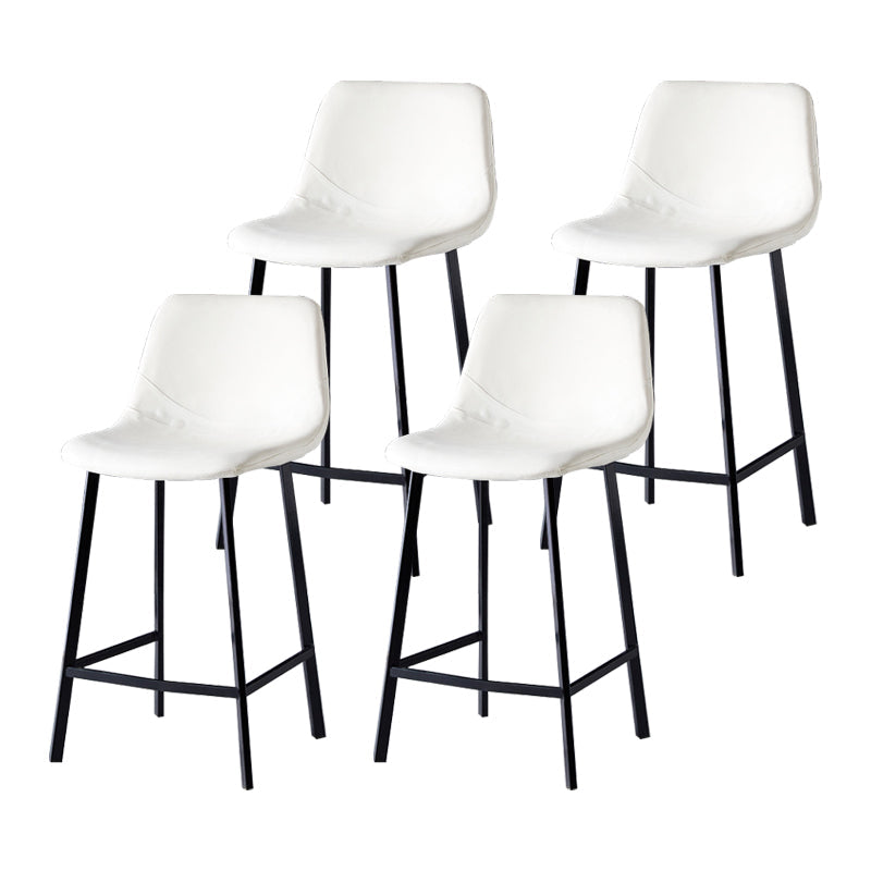 Scandinavian Bristol Low Back Stool Matte Finish Leather Barstool White 4 Piece Set Counter Stool(26"H) Clearhalo 'Bar Furniture' 'Bar Stools' 'bar_stools' 'furn' 'furn_bar_stools' 'Furniture' 'furniture_bar_stools' 'Kitchen & Dining Furniture' 4862105