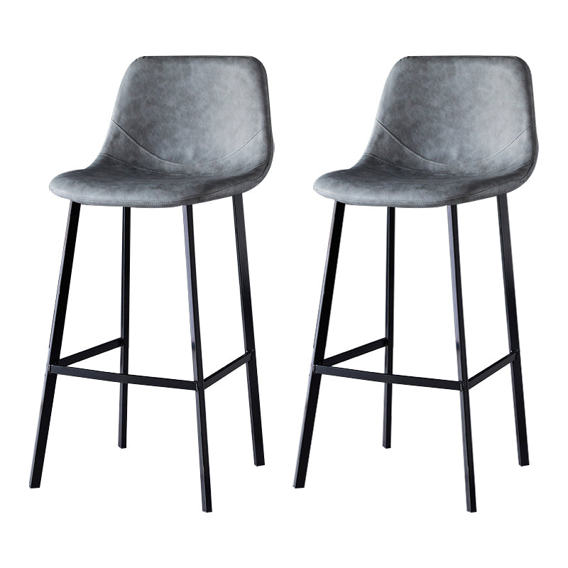 Scandinavian Bristol Low Back Stool Matte Finish Leather Barstool Grey 2 Piece Set Bar Stool(30"H) Clearhalo 'Bar Furniture' 'Bar Stools' 'bar_stools' 'furn' 'furn_bar_stools' 'Furniture' 'furniture_bar_stools' 'Kitchen & Dining Furniture' 4862107