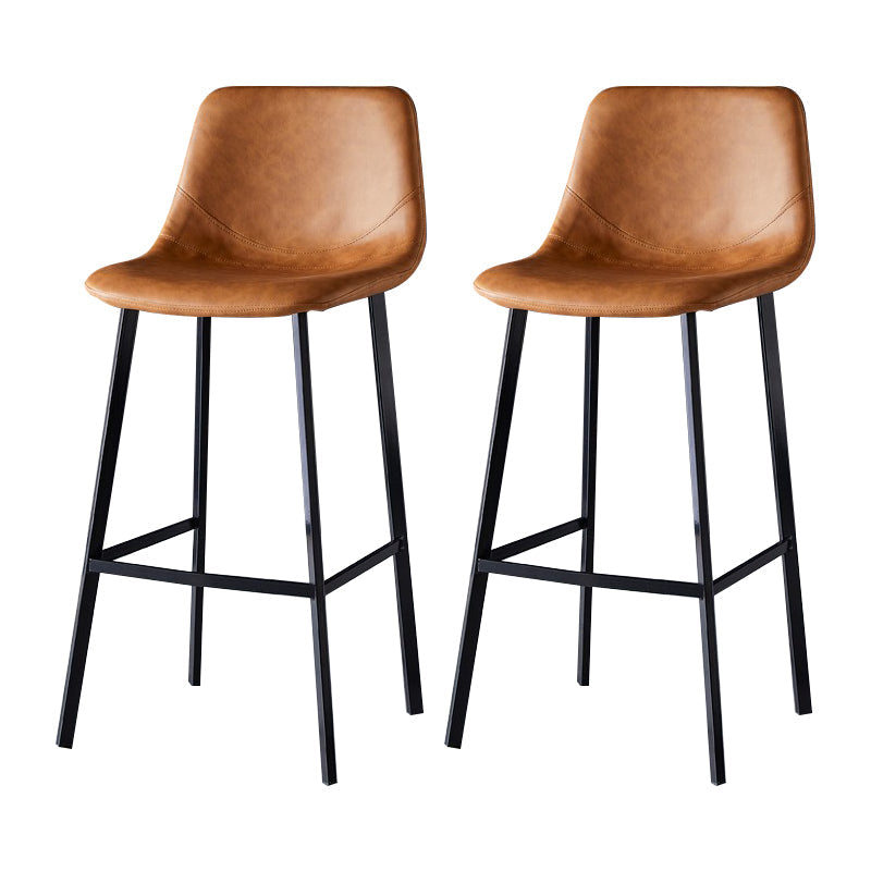 Scandinavian Bristol Low Back Stool Matte Finish Leather Barstool Brown 2 Piece Set Bar Stool(30"H) Clearhalo 'Bar Furniture' 'Bar Stools' 'bar_stools' 'furn' 'furn_bar_stools' 'Furniture' 'furniture_bar_stools' 'Kitchen & Dining Furniture' 4862110