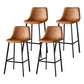 Scandinavian Bristol Low Back Stool Matte Finish Leather Barstool Brown 4 Piece Set Bar Stool(30"H) Clearhalo 'Bar Furniture' 'Bar Stools' 'bar_stools' 'furn' 'furn_bar_stools' 'Furniture' 'furniture_bar_stools' 'Kitchen & Dining Furniture' 4862111