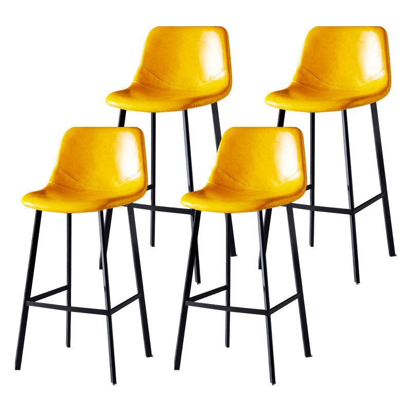 Scandinavian Bristol Low Back Stool Matte Finish Leather Barstool Yellow 4 Piece Set Bar Stool(30"H) Clearhalo 'Bar Furniture' 'Bar Stools' 'bar_stools' 'furn' 'furn_bar_stools' 'Furniture' 'furniture_bar_stools' 'Kitchen & Dining Furniture' 4862114