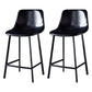 Scandinavian Bristol Low Back Stool Matte Finish Leather Barstool Gloss Black 2 Piece Set Counter Stool(26"H) Clearhalo 'Bar Furniture' 'Bar Stools' 'bar_stools' 'furn' 'furn_bar_stools' 'Furniture' 'furniture_bar_stools' 'Kitchen & Dining Furniture' 4862116