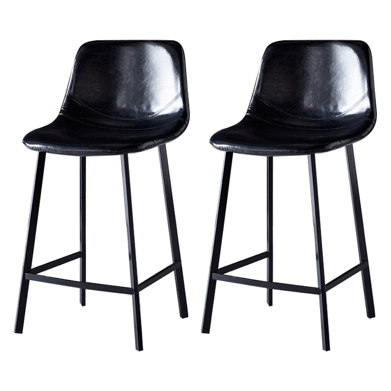 Scandinavian Bristol Low Back Stool Matte Finish Leather Barstool Gloss Black 2 Piece Set Counter Stool(26"H) Clearhalo 'Bar Furniture' 'Bar Stools' 'bar_stools' 'furn' 'furn_bar_stools' 'Furniture' 'furniture_bar_stools' 'Kitchen & Dining Furniture' 4862116