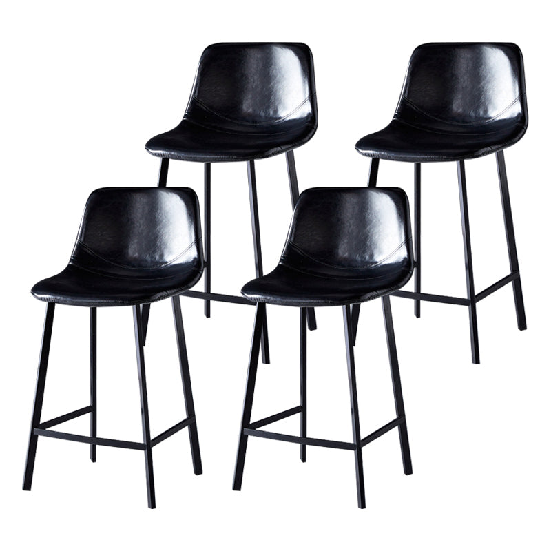 Scandinavian Bristol Low Back Stool Matte Finish Leather Barstool Gloss Black 4 Piece Set Counter Stool(26"H) Clearhalo 'Bar Furniture' 'Bar Stools' 'bar_stools' 'furn' 'furn_bar_stools' 'Furniture' 'furniture_bar_stools' 'Kitchen & Dining Furniture' 4862117