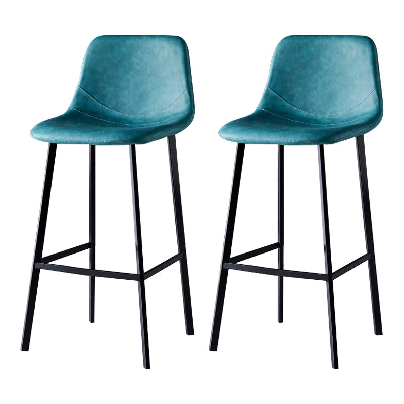 Scandinavian Bristol Low Back Stool Matte Finish Leather Barstool Lake Blue 2 Piece Set Bar Stool(30"H) Clearhalo 'Bar Furniture' 'Bar Stools' 'bar_stools' 'furn' 'furn_bar_stools' 'Furniture' 'furniture_bar_stools' 'Kitchen & Dining Furniture' 4862119