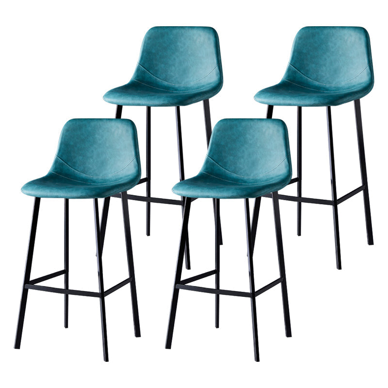 Scandinavian Bristol Low Back Stool Matte Finish Leather Barstool Lake Blue 4 Piece Set Bar Stool(30"H) Clearhalo 'Bar Furniture' 'Bar Stools' 'bar_stools' 'furn' 'furn_bar_stools' 'Furniture' 'furniture_bar_stools' 'Kitchen & Dining Furniture' 4862120