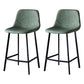 Scandinavian Bristol Low Back Stool Matte Finish Leather Barstool Green 2 Piece Set Counter Stool(26"H) Clearhalo 'Bar Furniture' 'Bar Stools' 'bar_stools' 'furn' 'furn_bar_stools' 'Furniture' 'furniture_bar_stools' 'Kitchen & Dining Furniture' 4862128