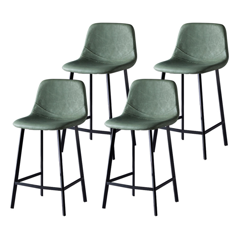 Scandinavian Bristol Low Back Stool Matte Finish Leather Barstool Green 4 Piece Set Counter Stool(26"H) Clearhalo 'Bar Furniture' 'Bar Stools' 'bar_stools' 'furn' 'furn_bar_stools' 'Furniture' 'furniture_bar_stools' 'Kitchen & Dining Furniture' 4862129