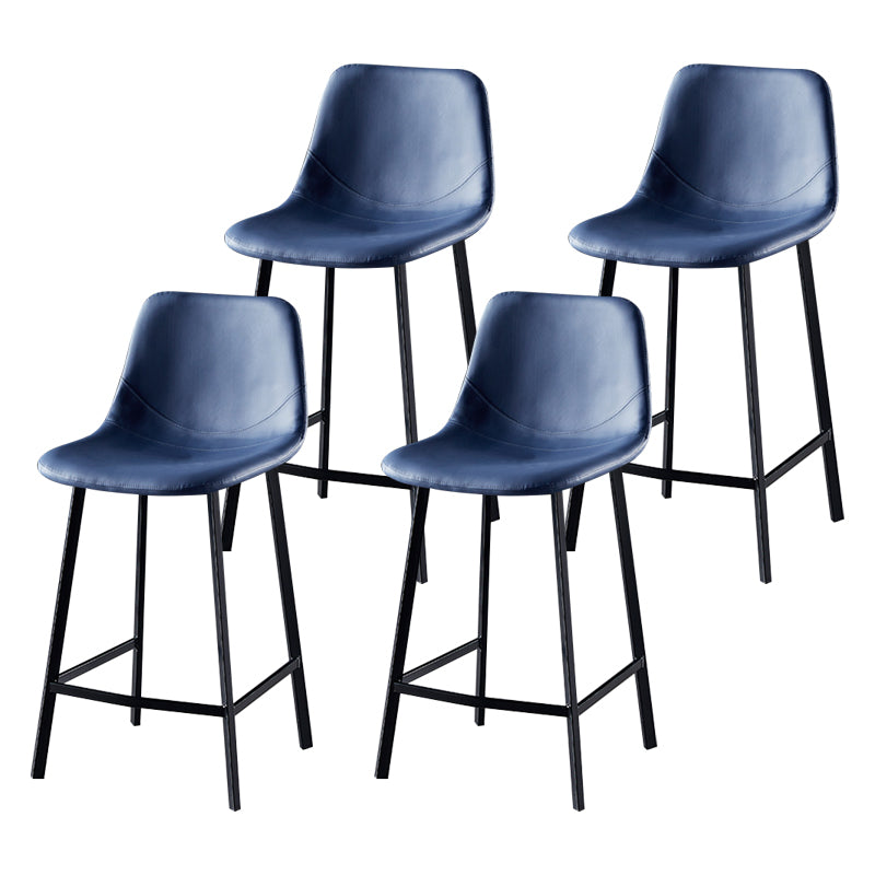 Scandinavian Bristol Low Back Stool Matte Finish Leather Barstool Royal Blue 4 Piece Set Counter Stool(26"H) Clearhalo 'Bar Furniture' 'Bar Stools' 'bar_stools' 'furn' 'furn_bar_stools' 'Furniture' 'furniture_bar_stools' 'Kitchen & Dining Furniture' 4862135