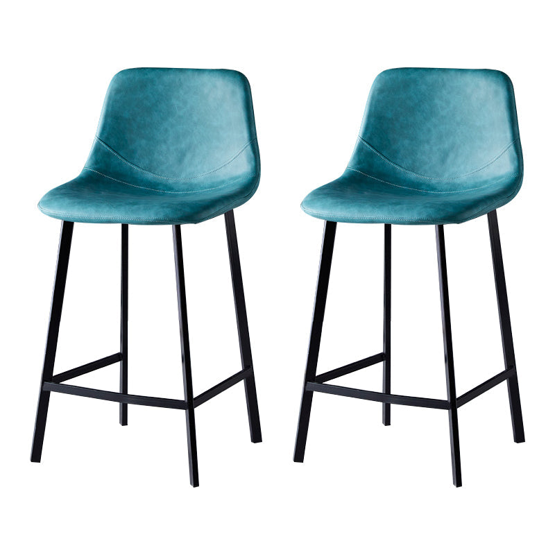 Scandinavian Bristol Low Back Stool Matte Finish Leather Barstool Lake Blue 2 Piece Set Counter Stool(26"H) Clearhalo 'Bar Furniture' 'Bar Stools' 'bar_stools' 'furn' 'furn_bar_stools' 'Furniture' 'furniture_bar_stools' 'Kitchen & Dining Furniture' 4862137