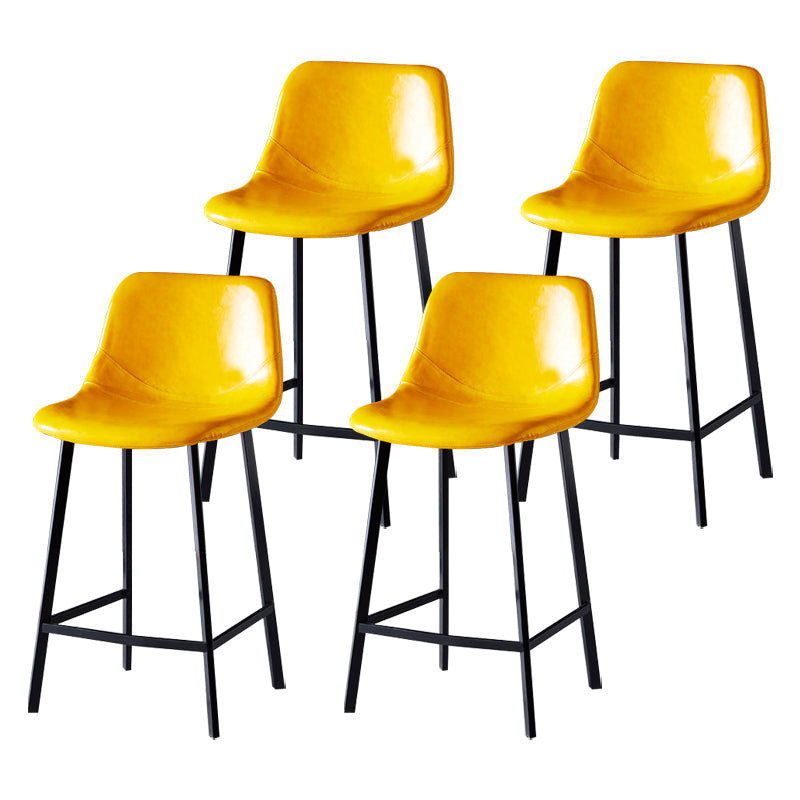 Scandinavian Bristol Low Back Stool Matte Finish Leather Barstool Yellow 4 Piece Set Counter Stool(26"H) Clearhalo 'Bar Furniture' 'Bar Stools' 'bar_stools' 'furn' 'furn_bar_stools' 'Furniture' 'furniture_bar_stools' 'Kitchen & Dining Furniture' 4862144