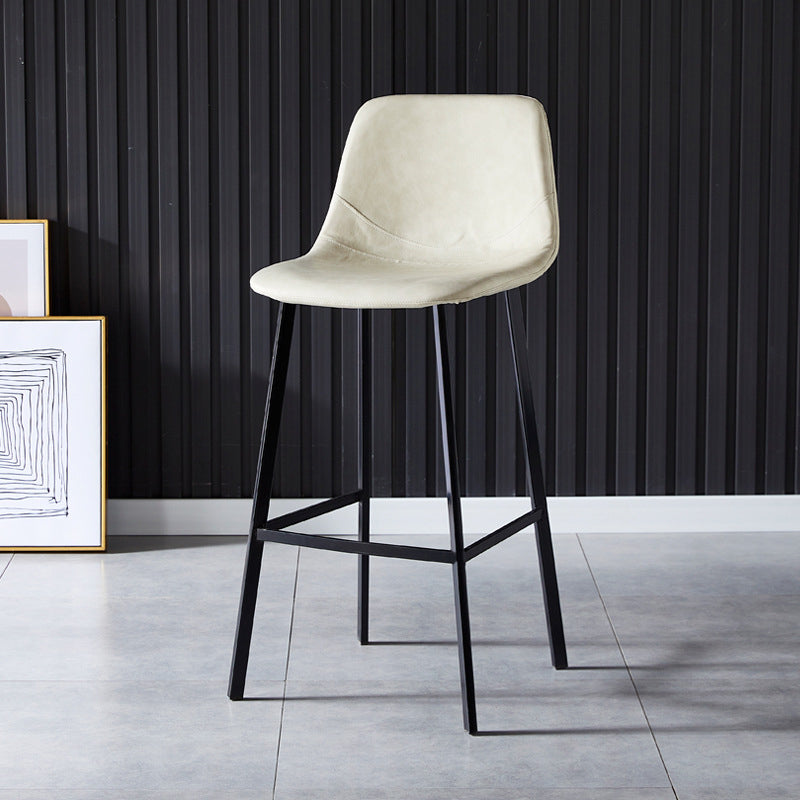 Scandinavian Bristol Low Back Stool Matte Finish Leather Barstool Off-White 1 Piece Bar Stool(30"H) Clearhalo 'Bar Furniture' 'Bar Stools' 'bar_stools' 'furn' 'furn_bar_stools' 'Furniture' 'furniture_bar_stools' 'Kitchen & Dining Furniture' 4862145