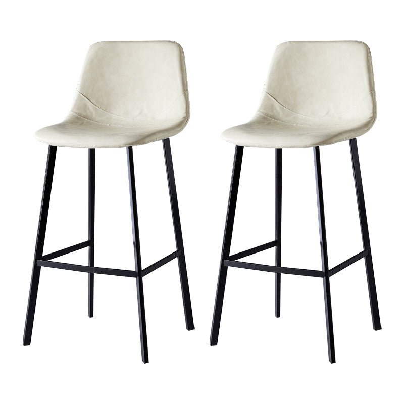 Scandinavian Bristol Low Back Stool Matte Finish Leather Barstool Off-White 2 Piece Set Bar Stool(30"H) Clearhalo 'Bar Furniture' 'Bar Stools' 'bar_stools' 'furn' 'furn_bar_stools' 'Furniture' 'furniture_bar_stools' 'Kitchen & Dining Furniture' 4862146