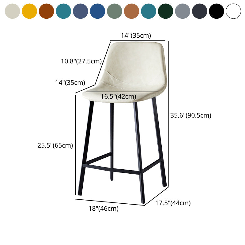 Scandinavian Bristol Low Back Stool Matte Finish Leather Barstool Clearhalo 'Bar Furniture' 'Bar Stools' 'bar_stools' 'furn' 'furn_bar_stools' 'Furniture' 'furniture_bar_stools' 'Kitchen & Dining Furniture' 4862148