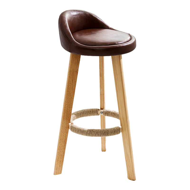 Scandinavian Coffee Shop Low Back Stool Matte Finish Upholstered Bar Stools Brown 1 Piece Clearhalo 'Bar Furniture' 'Bar Stools' 'bar_stools' 'furn' 'furn_bar_stools' 'Furniture' 'furniture_bar_stools' 'Kitchen & Dining Furniture' 4862151