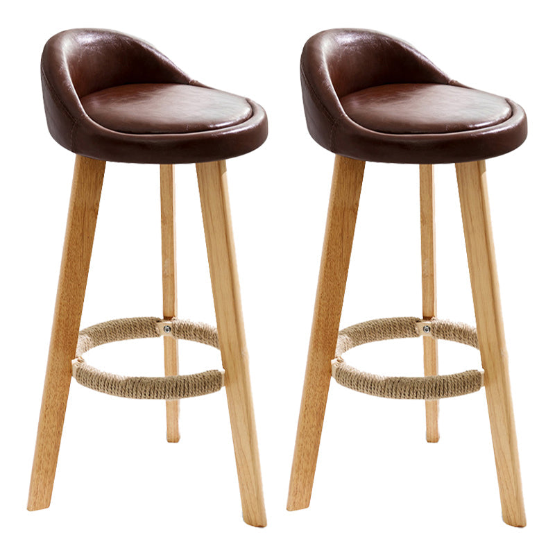 Scandinavian Coffee Shop Low Back Stool Matte Finish Upholstered Bar Stools Brown 2 Piece Set Clearhalo 'Bar Furniture' 'Bar Stools' 'bar_stools' 'furn' 'furn_bar_stools' 'Furniture' 'furniture_bar_stools' 'Kitchen & Dining Furniture' 4862153