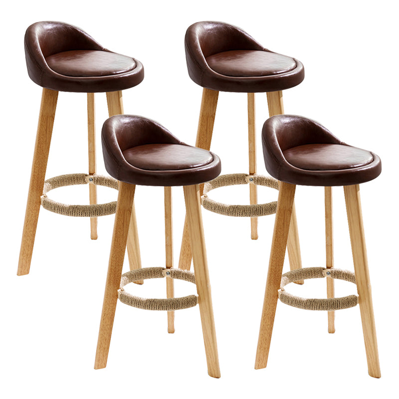 Scandinavian Coffee Shop Low Back Stool Matte Finish Upholstered Bar Stools Brown 4 Piece Set Clearhalo 'Bar Furniture' 'Bar Stools' 'bar_stools' 'furn' 'furn_bar_stools' 'Furniture' 'furniture_bar_stools' 'Kitchen & Dining Furniture' 4862154