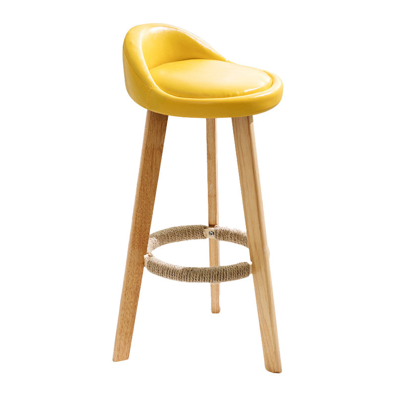 Scandinavian Coffee Shop Low Back Stool Matte Finish Upholstered Bar Stools Yellow 1 Piece Clearhalo 'Bar Furniture' 'Bar Stools' 'bar_stools' 'furn' 'furn_bar_stools' 'Furniture' 'furniture_bar_stools' 'Kitchen & Dining Furniture' 4862169