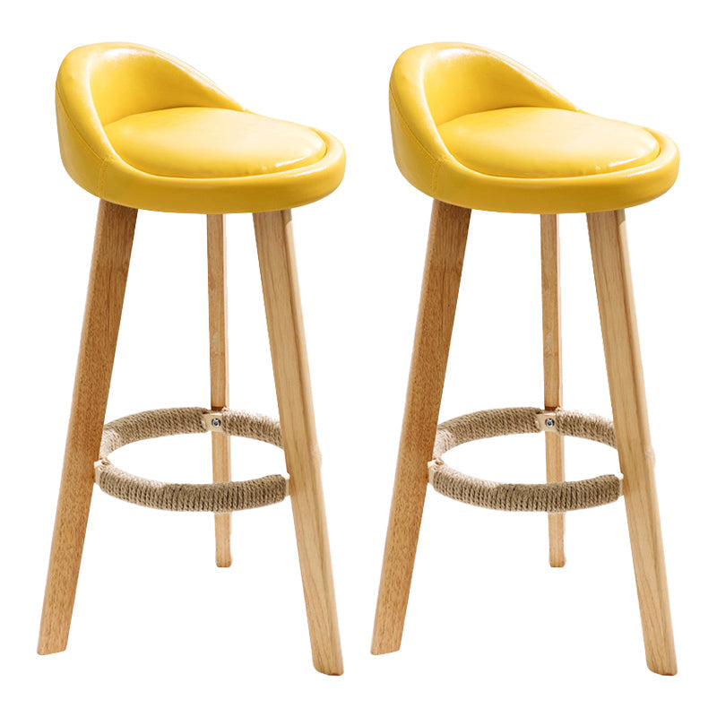 Scandinavian Coffee Shop Low Back Stool Matte Finish Upholstered Bar Stools Yellow 2 Piece Set Clearhalo 'Bar Furniture' 'Bar Stools' 'bar_stools' 'furn' 'furn_bar_stools' 'Furniture' 'furniture_bar_stools' 'Kitchen & Dining Furniture' 4862171