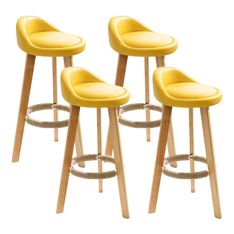 Scandinavian Coffee Shop Low Back Stool Matte Finish Upholstered Bar Stools Yellow 4 Piece Set Clearhalo 'Bar Furniture' 'Bar Stools' 'bar_stools' 'furn' 'furn_bar_stools' 'Furniture' 'furniture_bar_stools' 'Kitchen & Dining Furniture' 4862172