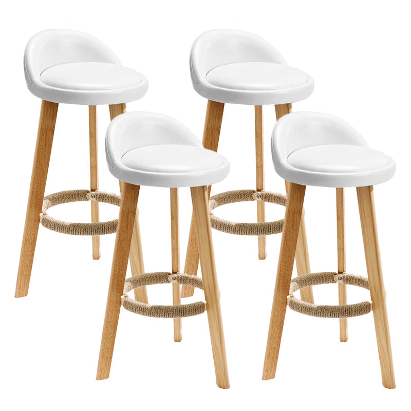 Scandinavian Coffee Shop Low Back Stool Matte Finish Upholstered Bar Stools White 4 Piece Set Clearhalo 'Bar Furniture' 'Bar Stools' 'bar_stools' 'furn' 'furn_bar_stools' 'Furniture' 'furniture_bar_stools' 'Kitchen & Dining Furniture' 4862178