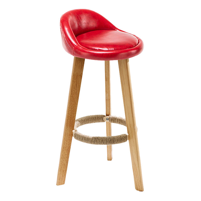 Scandinavian Coffee Shop Low Back Stool Matte Finish Upholstered Bar Stools Red 1 Piece Clearhalo 'Bar Furniture' 'Bar Stools' 'bar_stools' 'furn' 'furn_bar_stools' 'Furniture' 'furniture_bar_stools' 'Kitchen & Dining Furniture' 4862179