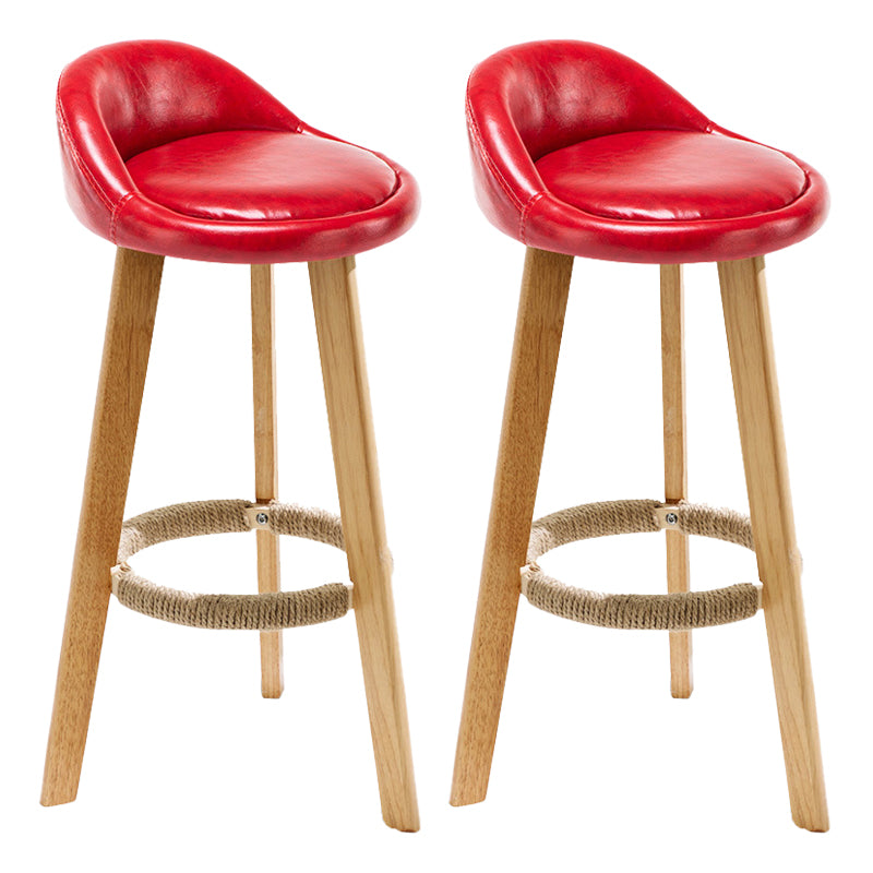 Scandinavian Coffee Shop Low Back Stool Matte Finish Upholstered Bar Stools Red 2 Piece Set Clearhalo 'Bar Furniture' 'Bar Stools' 'bar_stools' 'furn' 'furn_bar_stools' 'Furniture' 'furniture_bar_stools' 'Kitchen & Dining Furniture' 4862180