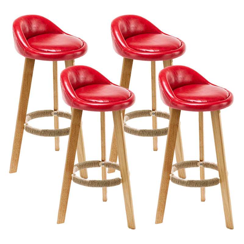 Scandinavian Coffee Shop Low Back Stool Matte Finish Upholstered Bar Stools Red 4 Piece Set Clearhalo 'Bar Furniture' 'Bar Stools' 'bar_stools' 'furn' 'furn_bar_stools' 'Furniture' 'furniture_bar_stools' 'Kitchen & Dining Furniture' 4862181
