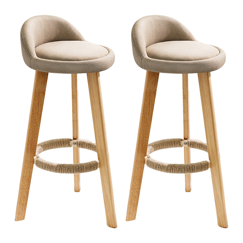 Scandinavian Coffee Shop Low Back Stool Matte Finish Upholstered Bar Stools Khaki 2 Piece Set Clearhalo 'Bar Furniture' 'Bar Stools' 'bar_stools' 'furn' 'furn_bar_stools' 'Furniture' 'furniture_bar_stools' 'Kitchen & Dining Furniture' 4862189