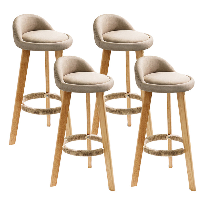 Scandinavian Coffee Shop Low Back Stool Matte Finish Upholstered Bar Stools Khaki 4 Piece Set Clearhalo 'Bar Furniture' 'Bar Stools' 'bar_stools' 'furn' 'furn_bar_stools' 'Furniture' 'furniture_bar_stools' 'Kitchen & Dining Furniture' 4862190