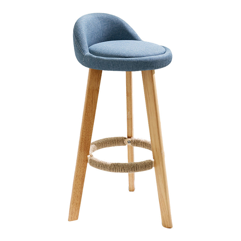 Scandinavian Coffee Shop Low Back Stool Matte Finish Upholstered Bar Stools Blue 1 Piece Clearhalo 'Bar Furniture' 'Bar Stools' 'bar_stools' 'furn' 'furn_bar_stools' 'Furniture' 'furniture_bar_stools' 'Kitchen & Dining Furniture' 4862191