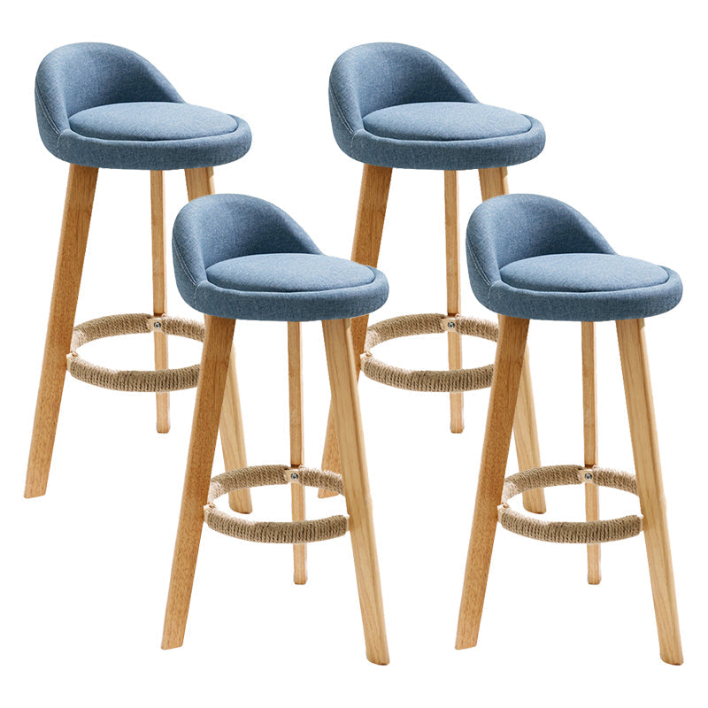 Scandinavian Coffee Shop Low Back Stool Matte Finish Upholstered Bar Stools Blue 4 Piece Set Clearhalo 'Bar Furniture' 'Bar Stools' 'bar_stools' 'furn' 'furn_bar_stools' 'Furniture' 'furniture_bar_stools' 'Kitchen & Dining Furniture' 4862193