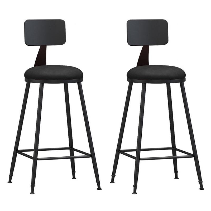 Industrial Coffee Shop Footrest Stool Matte Finish Iron Bar Stool Black 2 Piece Set Counter Stool(26"H) Clearhalo 'Bar Furniture' 'Bar Stools' 'bar_stools' 'furn' 'furn_bar_stools' 'Furniture' 'furniture_bar_stools' 'Kitchen & Dining Furniture' 4862210