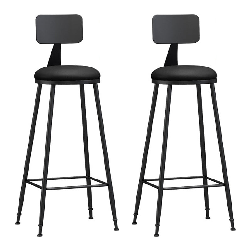Industrial Coffee Shop Footrest Stool Matte Finish Iron Bar Stool Black 2 Piece Set Bar Stool(30"H) Clearhalo 'Bar Furniture' 'Bar Stools' 'bar_stools' 'furn' 'furn_bar_stools' 'Furniture' 'furniture_bar_stools' 'Kitchen & Dining Furniture' 4862216