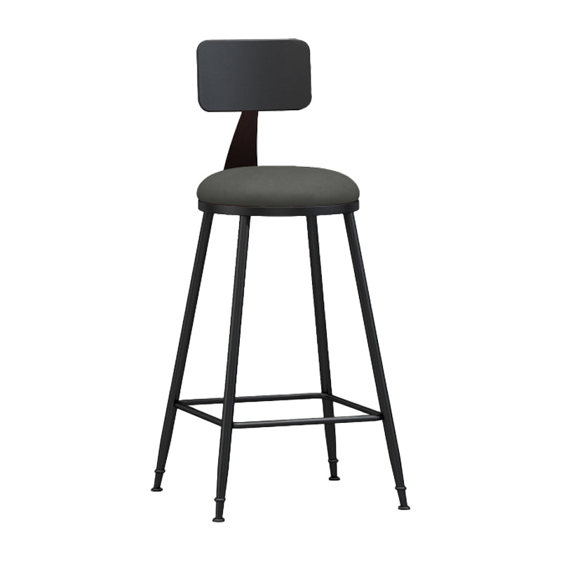 Industrial Coffee Shop Footrest Stool Matte Finish Iron Bar Stool Grey 1 Piece Counter Stool(26"H) Clearhalo 'Bar Furniture' 'Bar Stools' 'bar_stools' 'furn' 'furn_bar_stools' 'Furniture' 'furniture_bar_stools' 'Kitchen & Dining Furniture' 4862231