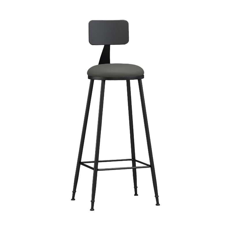 Industrial Coffee Shop Footrest Stool Matte Finish Iron Bar Stool Grey 1 Piece Bar Stool(30"H) Clearhalo 'Bar Furniture' 'Bar Stools' 'bar_stools' 'furn' 'furn_bar_stools' 'Furniture' 'furniture_bar_stools' 'Kitchen & Dining Furniture' 4862234