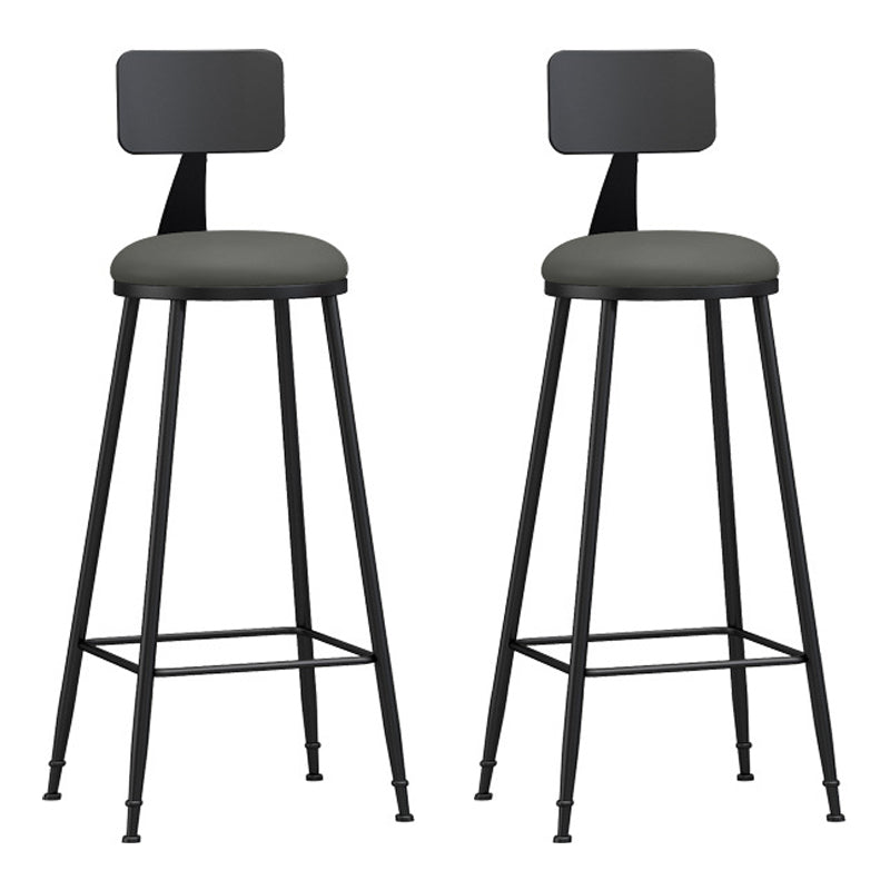 Industrial Coffee Shop Footrest Stool Matte Finish Iron Bar Stool Grey 2 Piece Set Bar Stool(30"H) Clearhalo 'Bar Furniture' 'Bar Stools' 'bar_stools' 'furn' 'furn_bar_stools' 'Furniture' 'furniture_bar_stools' 'Kitchen & Dining Furniture' 4862235