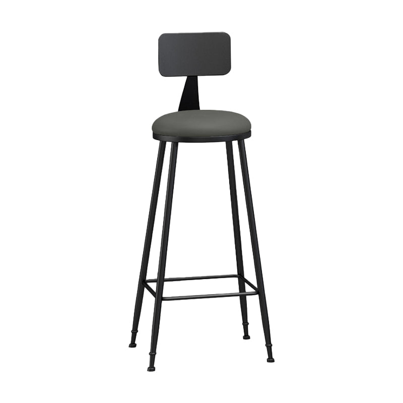 Industrial Coffee Shop Footrest Stool Matte Finish Iron Bar Stool Grey 1 Piece Bar Stool(33"H) Clearhalo 'Bar Furniture' 'Bar Stools' 'bar_stools' 'furn' 'furn_bar_stools' 'Furniture' 'furniture_bar_stools' 'Kitchen & Dining Furniture' 4862237