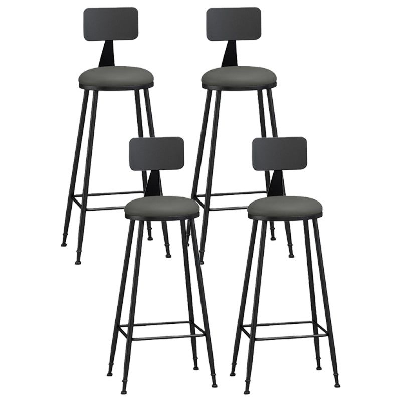 Industrial Coffee Shop Footrest Stool Matte Finish Iron Bar Stool Grey 4 Piece Set Bar Stool(33"H) Clearhalo 'Bar Furniture' 'Bar Stools' 'bar_stools' 'furn' 'furn_bar_stools' 'Furniture' 'furniture_bar_stools' 'Kitchen & Dining Furniture' 4862239