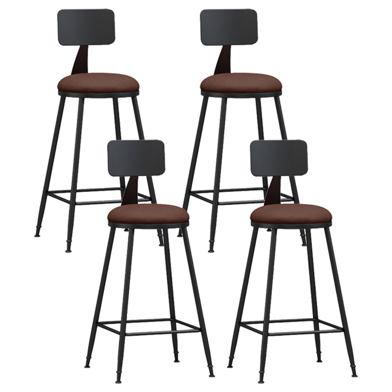 Industrial Coffee Shop Footrest Stool Matte Finish Iron Bar Stool Brown 4 Piece Set Counter Stool(26"H) Clearhalo 'Bar Furniture' 'Bar Stools' 'bar_stools' 'furn' 'furn_bar_stools' 'Furniture' 'furniture_bar_stools' 'Kitchen & Dining Furniture' 4862248