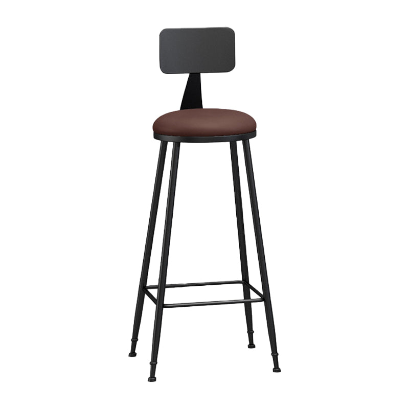 Industrial Coffee Shop Footrest Stool Matte Finish Iron Bar Stool Brown 1 Piece Bar Stool(33"H) Clearhalo 'Bar Furniture' 'Bar Stools' 'bar_stools' 'furn' 'furn_bar_stools' 'Furniture' 'furniture_bar_stools' 'Kitchen & Dining Furniture' 4862252